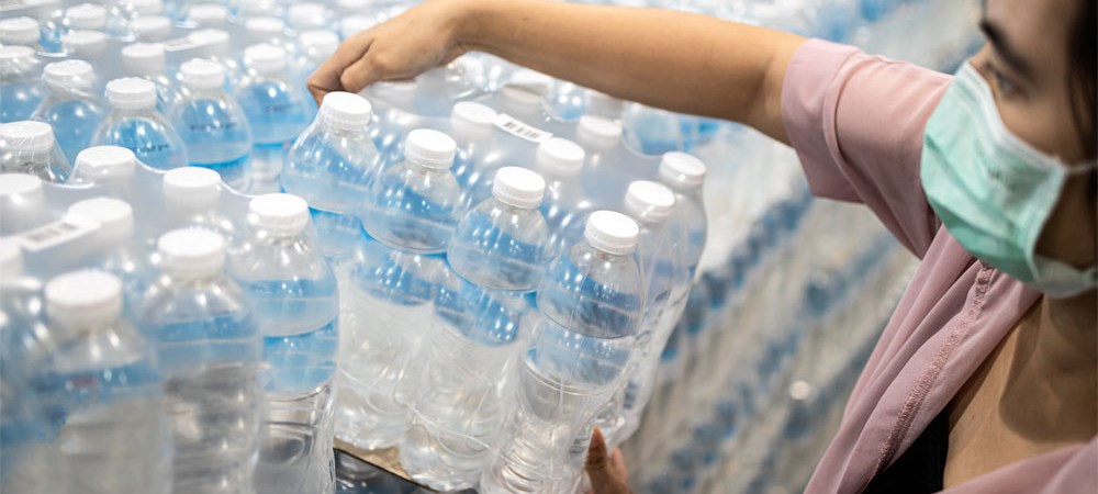 Bottled water donation during heat wave